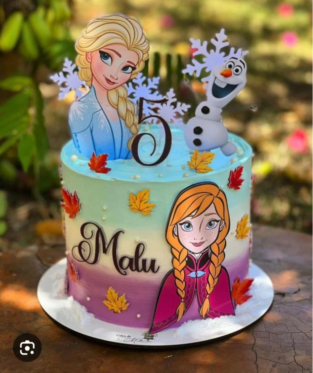 Arquivo de corte topo de bolo frozen aquarela