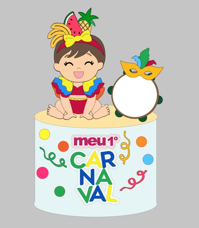 Topo de bolo meu primeiro carnaval menina