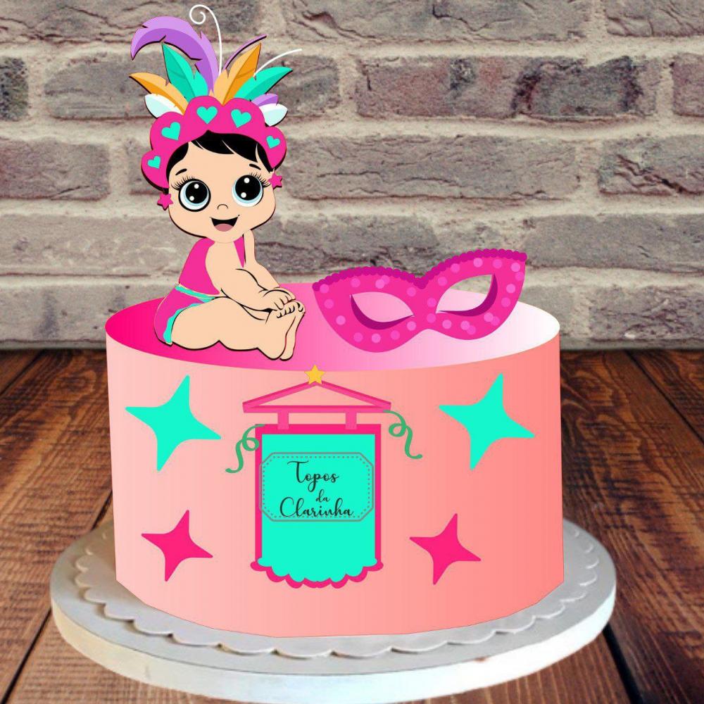 Topo de bolo carnaval bebe menina