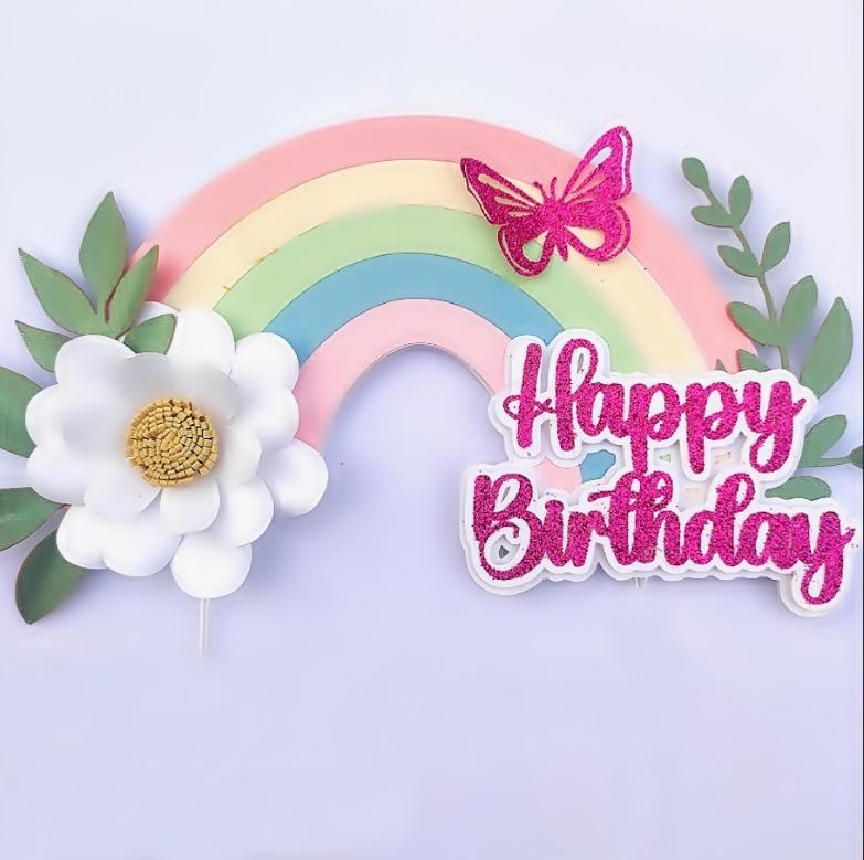 Arquivo de Corte Topo arco iris Happy Birthday