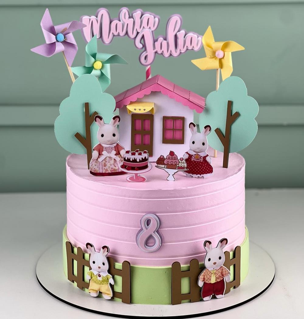 Topo de bolo Sylvanian Families casinha