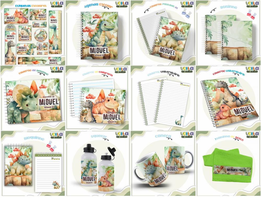 Arquivo de Corte Combo Etiqueta Escolar Dinossauros