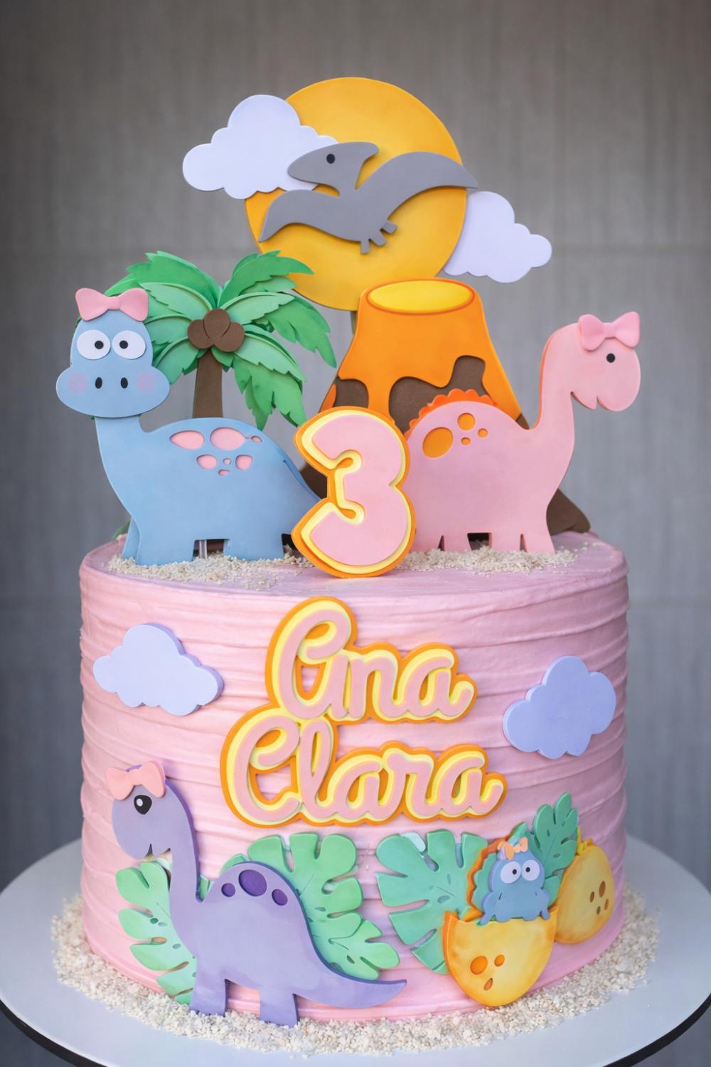 Aquivo de Corte topo de bolo dinonossauro menina