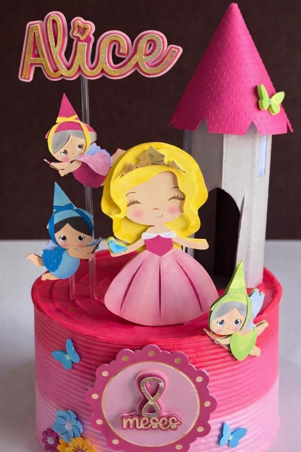 Arquivo de Corte Topo de Bolo princesa aurora castelo