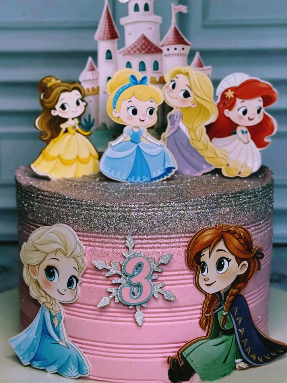 Arquivo de Corte Topo de Bolo princesas disney aquarela