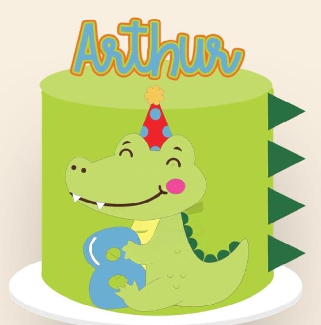 Arquivo de Corte topo de bolo jacaré aniversário