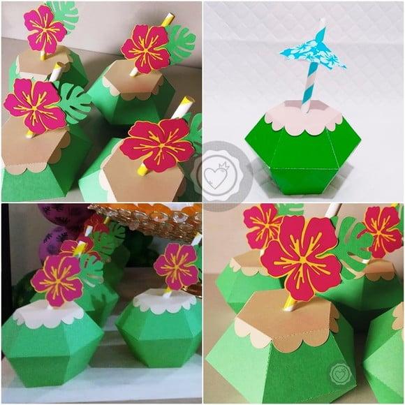 Arquivo de Corte Caixa Coco + Aplique de Flor