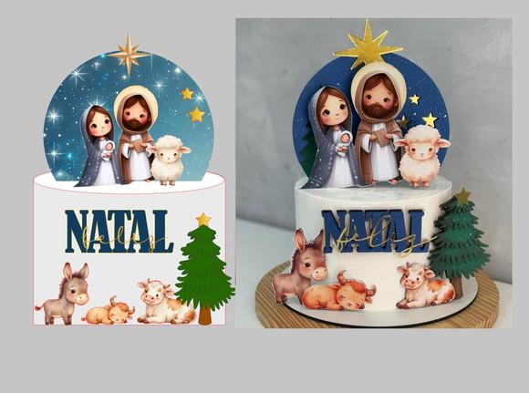 Arquivo de Corte Topo Aquarela Sagrada Familia Natal