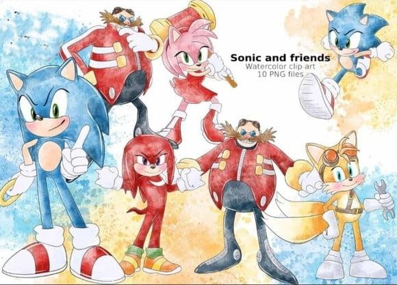 Arquivos Digital Kit Aquarela Sonic