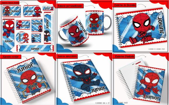 Arquivo de Corte Combo Etiqueta Escolar Homem Aranha
