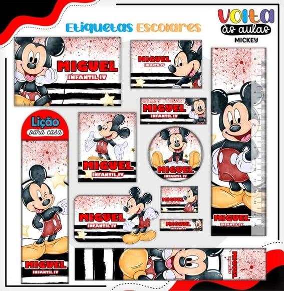 Arquivo de Corte Combo Etiqueta Escolar Mickey