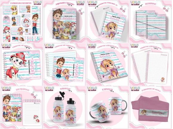 Arquivo de Corte Combo Etiqueta Escolar Patrulha Canina Rosa