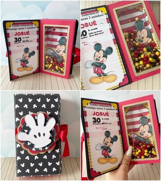 Arquivo de Corte Caixa Convite Mickey Mouse Aquarela