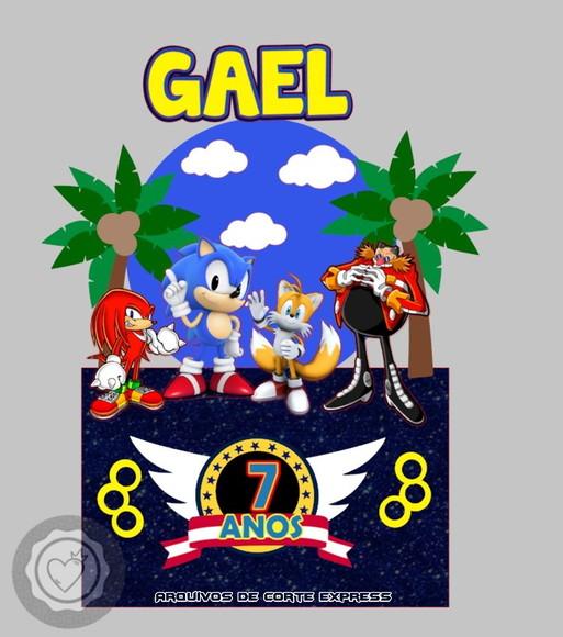 Arquivos de Corte Topo de Bolo Sonic Nome Personalizado
