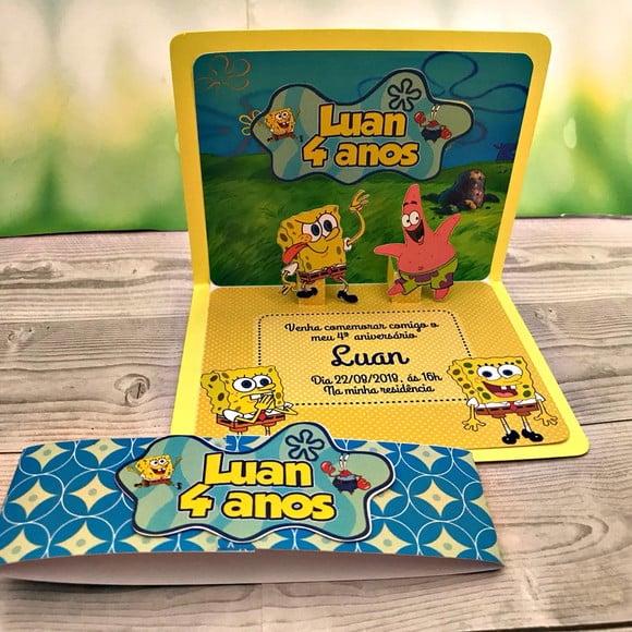 Arquivo de Corte Convite Pop Up Bob Esponja