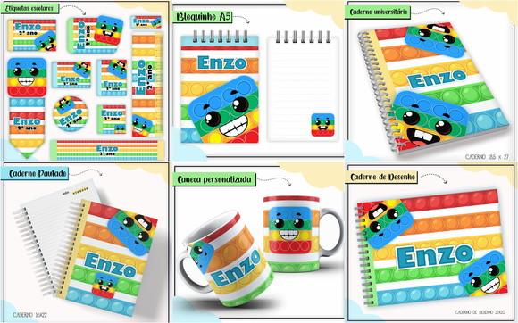 Arquivo de corte combo escolar Pop It menino