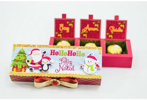 Arquivo de Corte Caixa para 3 Doces de Natal