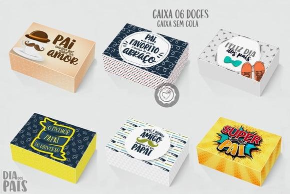 Arquivo de corte caixas para 6 doces dia dos pais