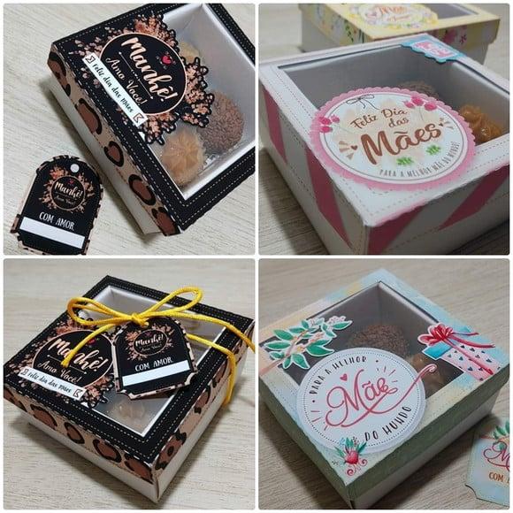 Arquivo de corte caixas para 4 doces dia das Mães