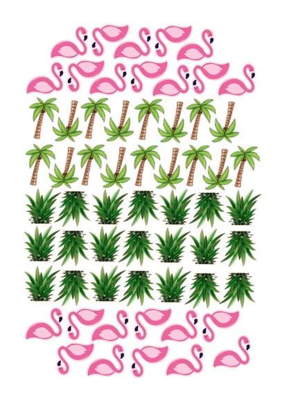 Arquivo de corte flamingo, coqueiro e coroa abacaxi
