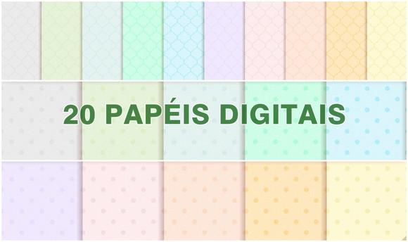 Kit Papeis Digitais Cores Claras