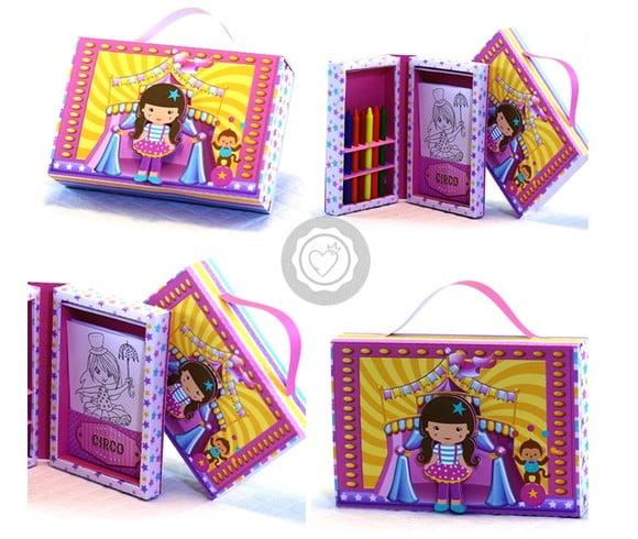 Arquivo de Corte Kit Pintura Maleta Circo Rosa
