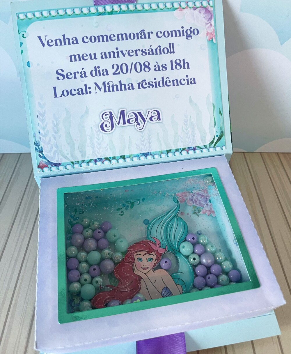 Arquivo de corte caixa convite sereia ariel
