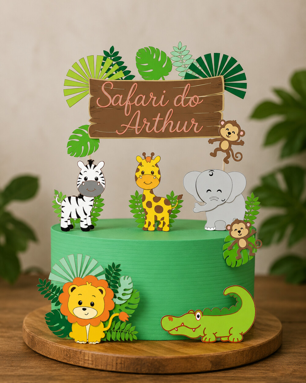 Arquivo de corte topo de bolo safari com jacaré