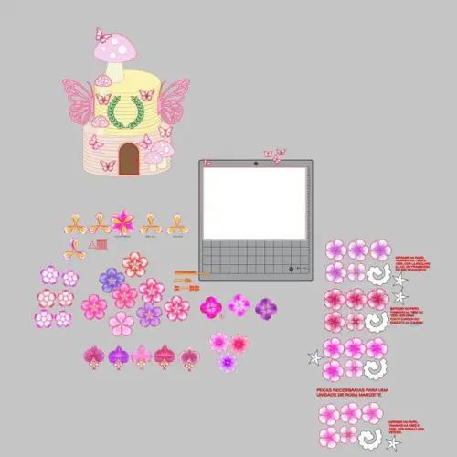 Arquivo de Corte Topo asas de borboleta flores realista