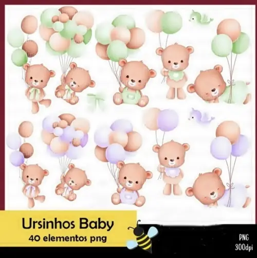 Kit Digital Ursinho Baby Balão