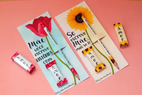 Cartão com balinha e Bis Dia das Mães