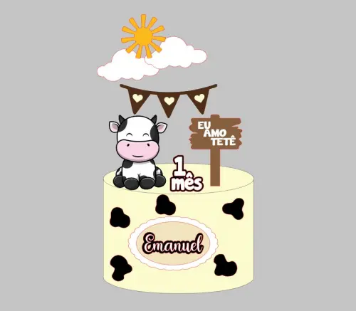 Arquivo de corte topo de bolo vaquinha