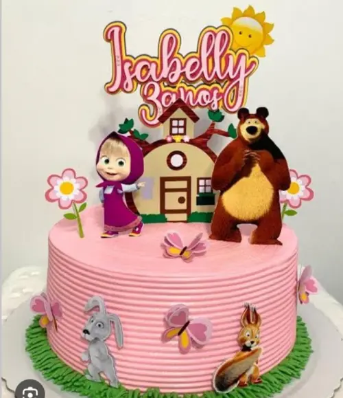 Topo de Bolo masha e o urso