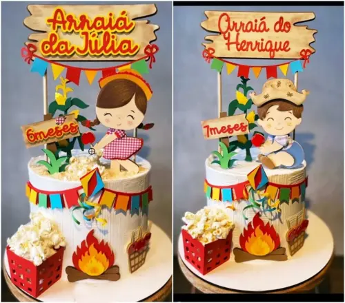 Arquivo de corte topo de bolo arraia menino e menina