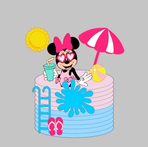 Arquivo de Corte Topo de Bolo minnie pool party