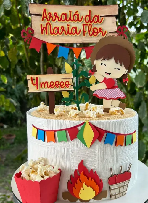 Topo de bolo arraia menina cute