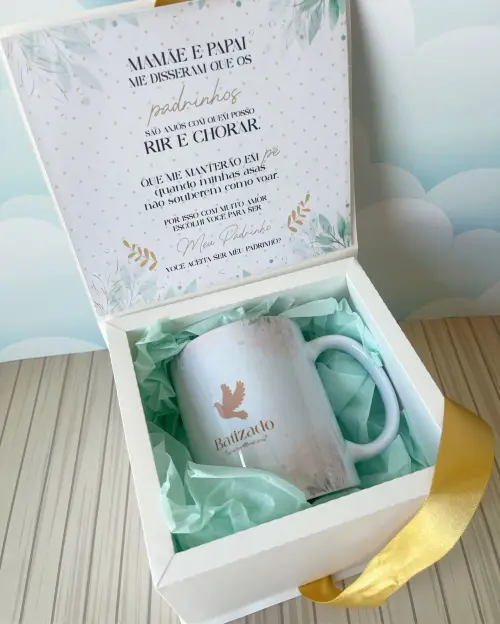 Arquivo de Corte Caixa Convite Batizado Padrinhos