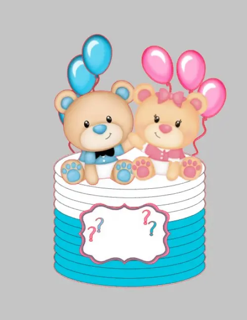 Arquivo de Corte Topo de bolo Cha revelação ursinhos