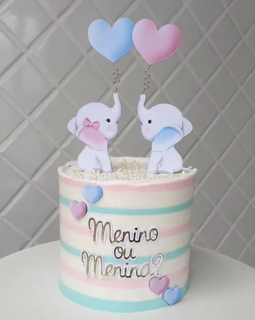 Arquivo de Corte Topo de bolo revelação elefantinhos