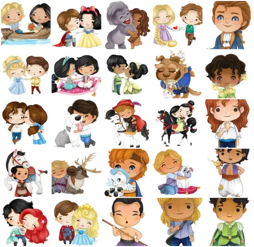 Kit digital Principes aquarela Disney cute