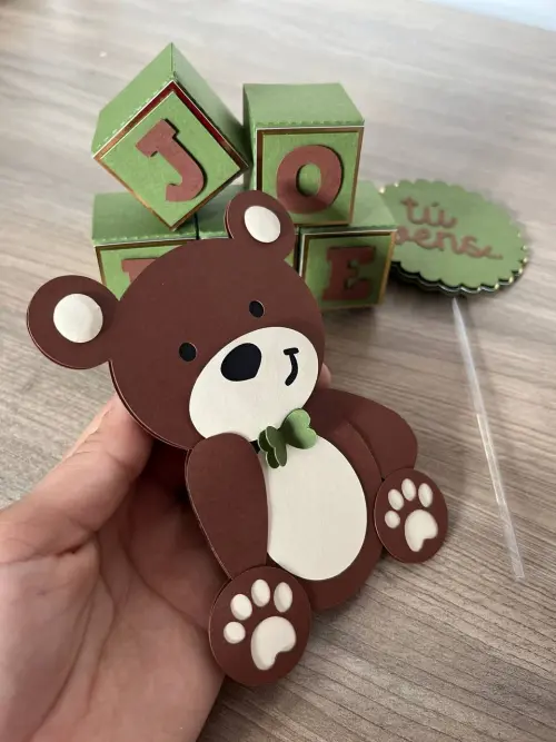 Arquivo topo de bolo ursinho  em camadas