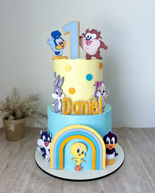 Arquivo de corte Topo de Bolo Baby Looney Tunes Arco iris