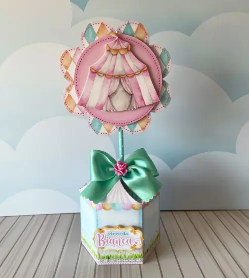 Arquivo de Corte centro de mesa Circo Rosa