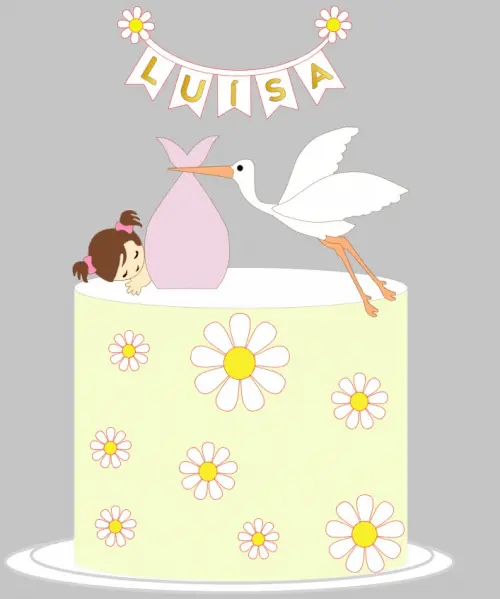 Arquivo de Corte topo de bolo margarida chá de bebe