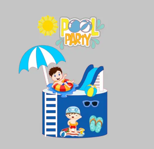 Arquivo de Corte Topo de bolo Pool Party Menino