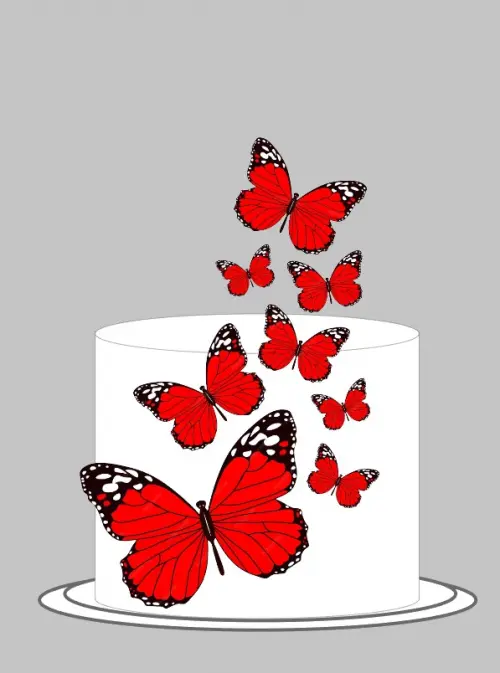 Arquivo de Corte Topo de bolo borboletas vermelha