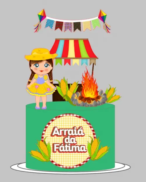 Arquivo de corte topo de bolo arraia menina