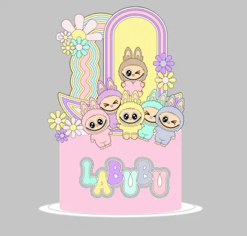 Arquivo  topo de bolo Labubu em camadas