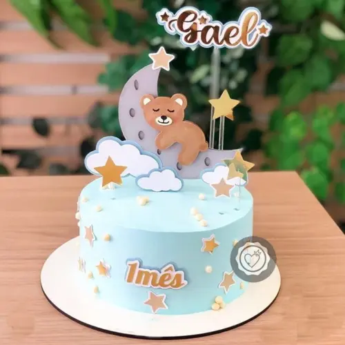 Arquivo topo de bolo ursinho  na lua