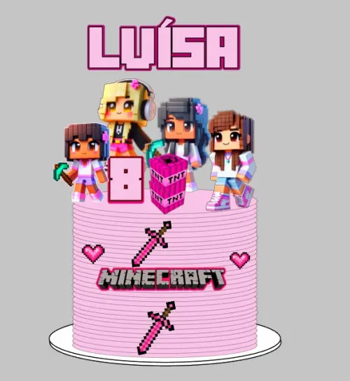 Arquivo de Corte Topo de Bolo Minecraft  menina